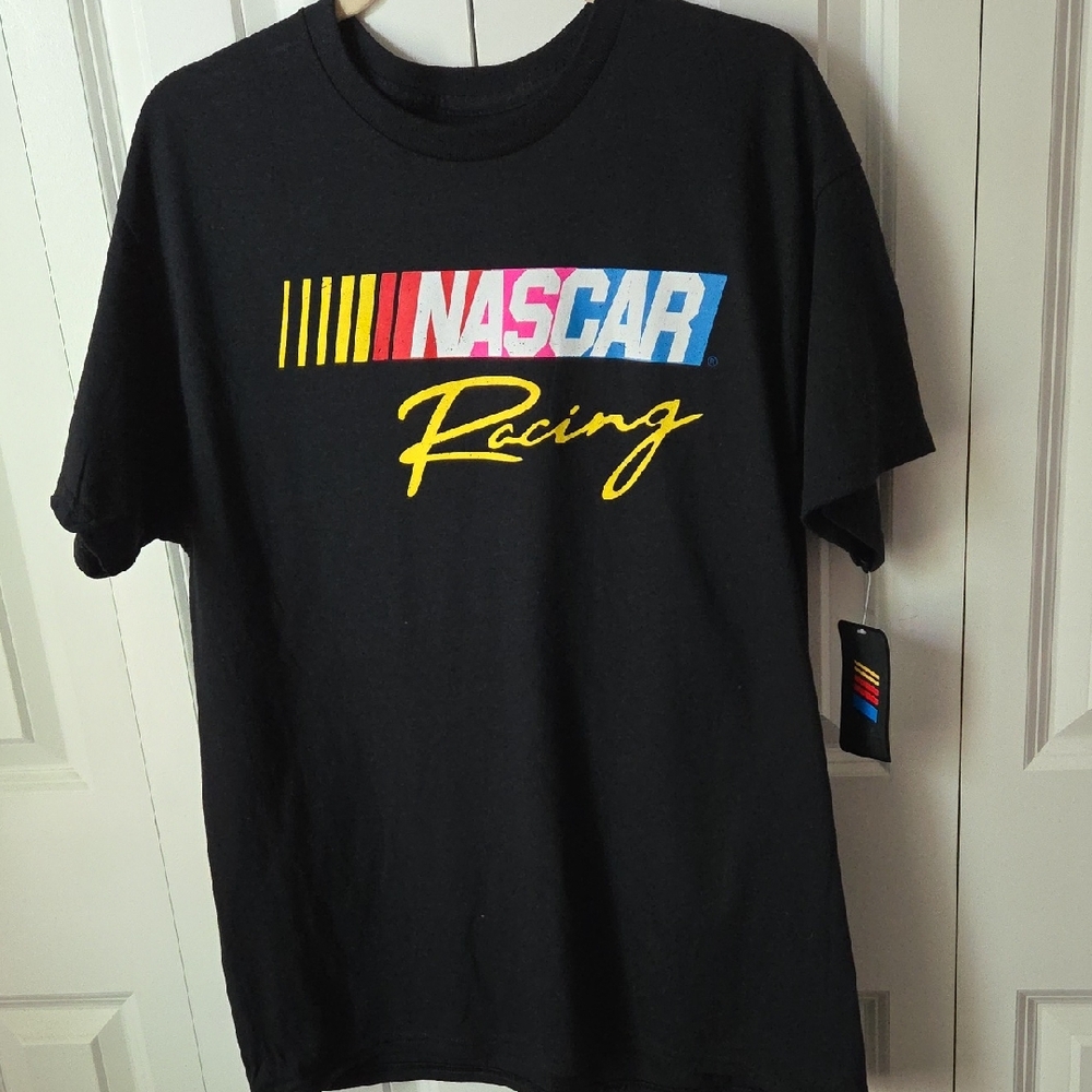 Nascar Racing Black Tee with Multicolor Design